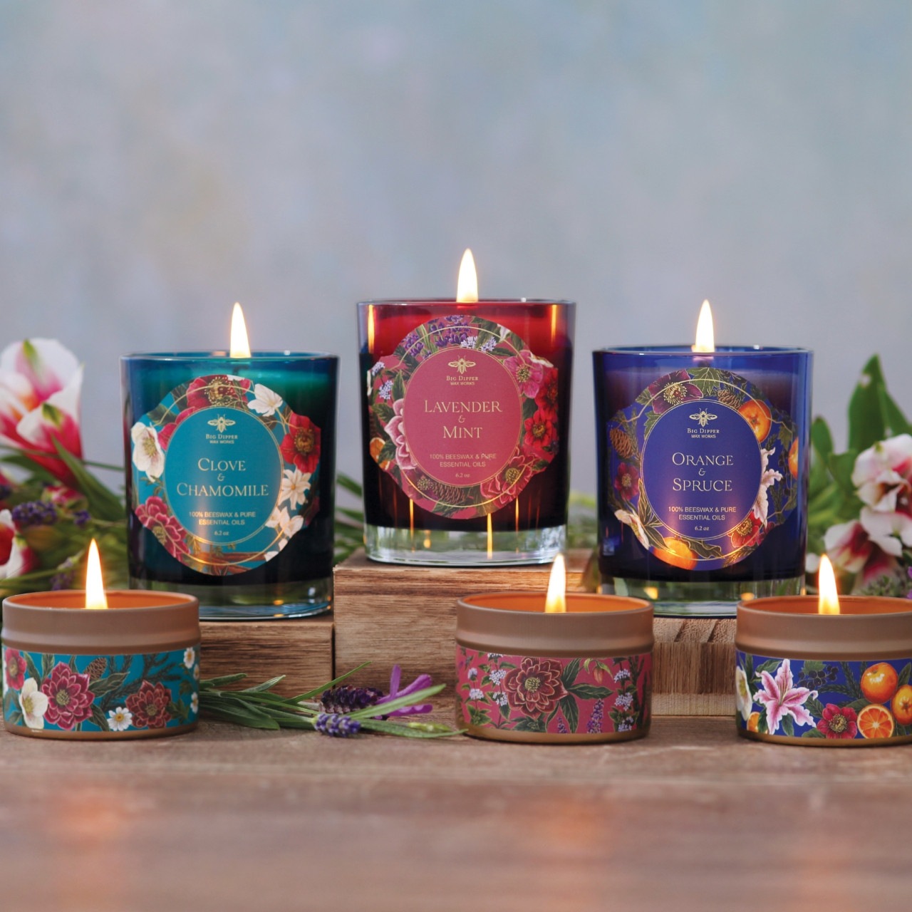 ★キャンドル　Beeswax RoundCandle ★ Winter Garden Beeswax Candle Tin – Orange Spruce (2.7 oz)