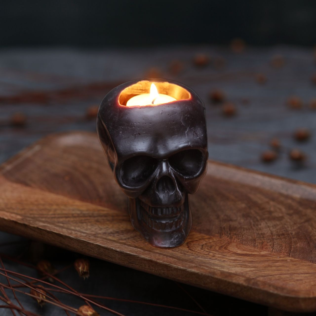 Beeswax Black Skull Candle | Big Dipper Wax Works