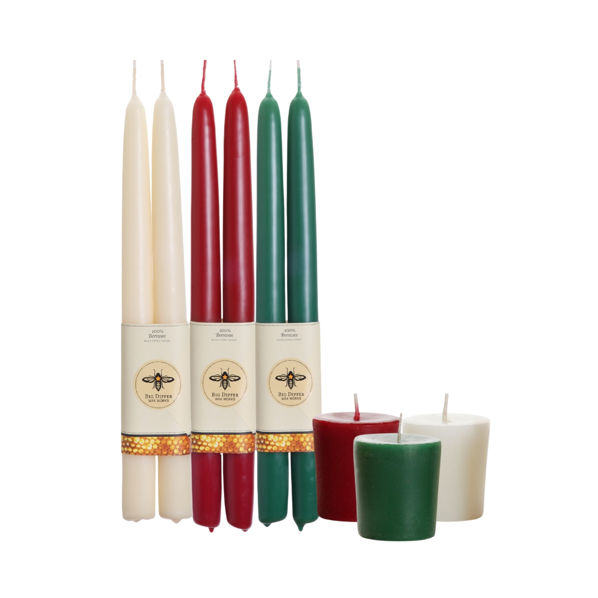 Big Dipper Wax Works Tapers, Hand Dipped, Natural - 2 candles