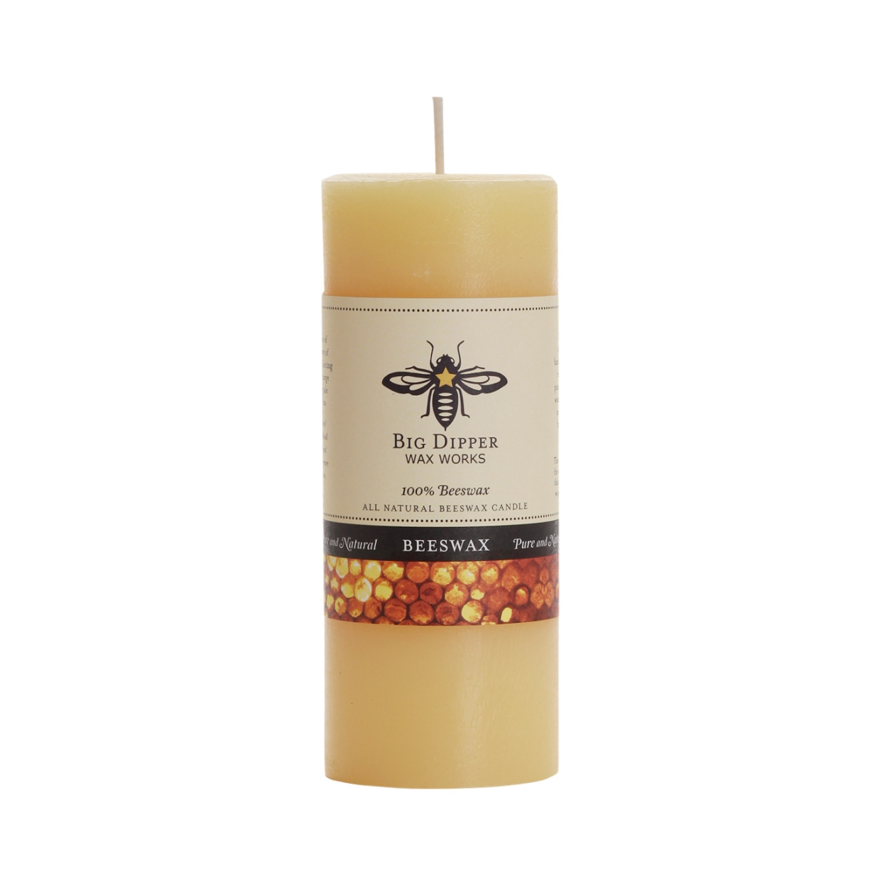 Pure Beeswax Pillar Candle, Small (2" x 4.75"), Natural