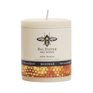 Pure Beeswax Pillar Candle, Medium (3" x 3.5"), Ivory - Big Dipper Wax Works - P34I