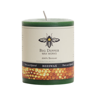Pure Beeswax Pillar Candle, Medium (3" x 3.5"), Moss - Big Dipper Wax Works - P34M