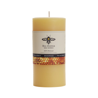 Pure Beeswax Pillar Candle, Large (3" x 6"), Natural - Big Dipper Wax Works - P36N