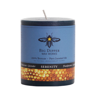 Beeswax Aromatherapy Pillar Candle, Medium (3" x 3.5"), Serenity (Frankincense & Lavender) - Big Dipper Wax Works - AP34SRY