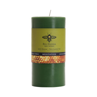 Beeswax Aromatherapy Pillar Candle, Large (3" x 6"), Meditation (Cedarwood & Balsam) - Big Dipper Wax Works - AP36MED