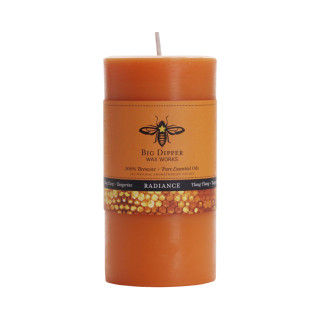 Beeswax Aromatherapy Pillar Candle, Large (3" x 6"), Radiance (Tangerine & Ylang Ylang) - Big Dipper Wax Works - AP36RAD