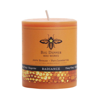 Beeswax Aromatherapy Pillar Candle, Medium (3" x 3.5"), Radiance (Tangerine & Ylang Ylang) - Big Dipper Wax Works - AP34RAD