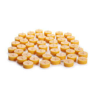 Pure Beeswax Tea Light Candles, Case of 48 (No Cups) - Big Dipper Wax Works - TLCS-Naked