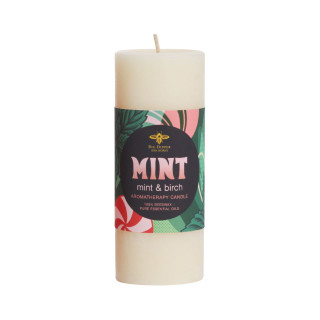 Holiday Aromatherapy Pillar Candle, Small (2" x 4.75"), Mint (Peppermint & Birch) - Big Dipper Wax Works - AP24MIN