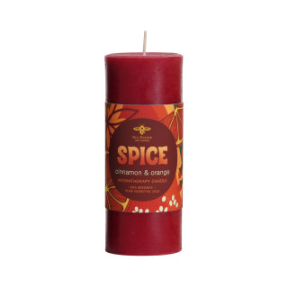 Holiday Aromatherapy Pillar Candle, Small (2" x 4.75"), Spice (Cinnamon, Orange & Clove Bud) - Big Dipper Wax Works - AP24SPI