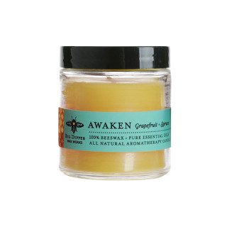 Beeswax Aromatherapy Apothecary Glass Candle, Awaken (Grapefruit & Spruce)