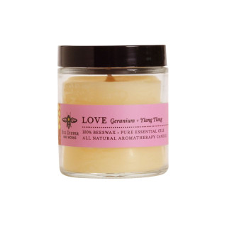 Beeswax Aromatherapy Apothecary Glass Candle, Love (Geranium & Ylang Ylang)