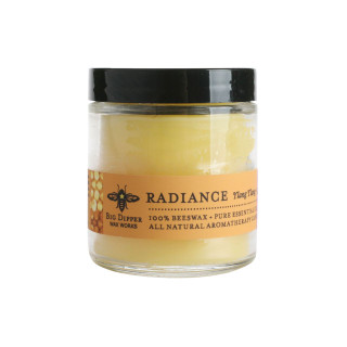 Beeswax Aromatherapy Apothecary Glass Candle, Radiance (Tangerine & Ylang Ylang) – glass jar candle, angled view
