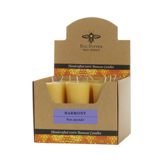 Beeswax Aromatherapy Votive Candle, Case of 18, Harmony (Pure Lavender) - Big Dipper Wax Works - AVDHAR