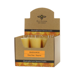 Beeswax Aromatherapy Votive Candle, Case of 18, Radiance (Tangerine & Ylang Ylang) - Big Dipper Wax Works - AVDRAD
