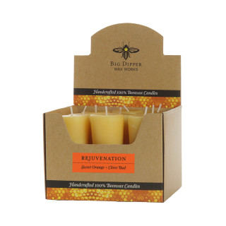 Beeswax Aromatherapy Votive Candle, Case of 18, Rejuvenation (Sweet Orange & Clove Bud) - Big Dipper Wax Works - AVDREJ