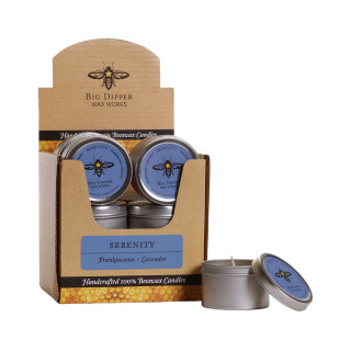 Beeswax Aromatherapy Candle Tins, 12 Pack, Serenity (Frankincense & Lavender) - Big Dipper Wax Works - AT1DSRY