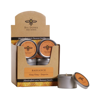 Beeswax Aromatherapy Candle Tins, 12 Pack, Radiance (Tangerine & Ylang Ylang) - Big Dipper Wax Works - AT1DRAD