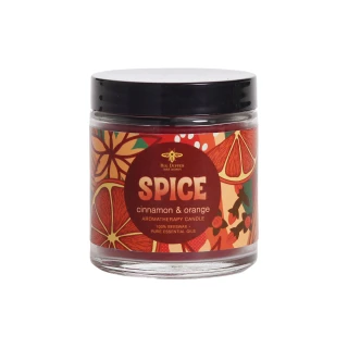 Holiday Apothecary Glass Candle, Spice – holiday jar candle with lid, alternate label view