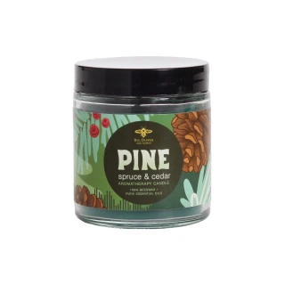 Holiday Apothecary Glass Candle, Pine (Green, Spruce & Fir) – holiday jar candle with lid, alternate label view
