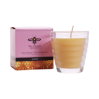 Beeswax Aromatherapy Beehive Glass Candle, Love (Geranium & Ylang Ylang) - Big Dipper Wax Works - AG1LOV