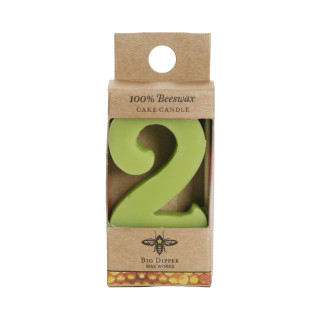 Beeswax Birthday Number Candle, 2 - Big Dipper Wax Works - BD2