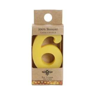Beeswax Birthday Number Candle, 6 - Big Dipper Wax Works - BD6