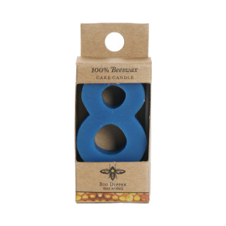 Beeswax Birthday Number Candle, 8 – beeswax cake candle in its kraft retail package