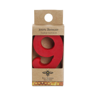 Beeswax Birthday Number Candle, 9 - Big Dipper Wax Works - BD9