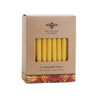 Pure Beeswax Hanukkah Taper Candles, Natural (Set of 45) - Seconds - Big Dipper Wax Works - CHAN