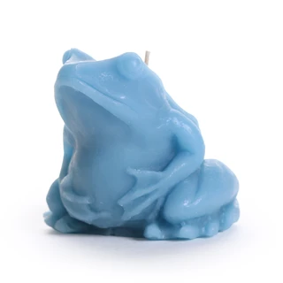 Pure Beeswax Frog Candle, Sky Blue – beeswax frog candle, side view