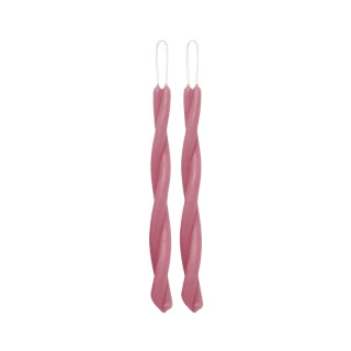 Pure Beeswax Twisted Taper Candles, Pink – hand-twisted taper pair, front view