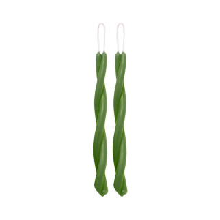 Pure Beeswax Twisted Taper Candles in Moss Green – Handcrafted Pair