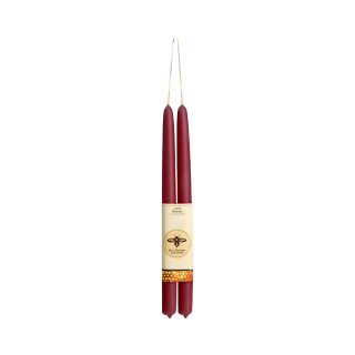 Pure Beeswax Taper Candles, Standard (12" x 7/8"), Garnet