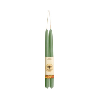 Pure Beeswax Taper Candles, Standard (12" x 7/8"), Sage