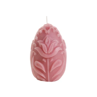 Beeswax Egg Pillar Candle, Cherry Blossom – egg pillar with embossed leaf design, front view