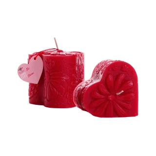 Beeswax Heart Pillar Candle – red beeswax heart pillar candles, two sizes