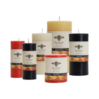 All Hallows Eve Beeswax Pillar Candles – black, orange, ivory and natural beeswax pillar candles
