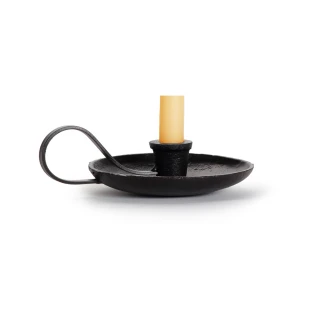 Cast Iron Taper Candle Holder with Handle – black cast iron chamberstick taper holder with handle