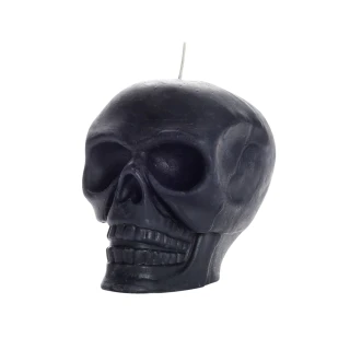 Pure Beeswax Halloween Candle, Black Skull – black beeswax skull candle, front view