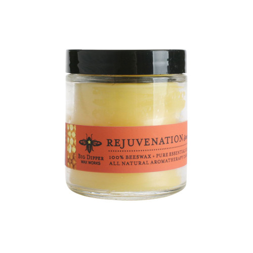 Beeswax Aromatherapy Apothecary Glass Candle, Rejuvenation (Sweet Orange & Clove Bud) – glass jar candle, angled view