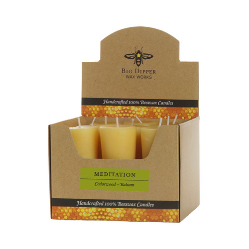 Beeswax Aromatherapy Votive Candle, Case of 18, Meditation – case of 18 beeswax votives in a kraft display box