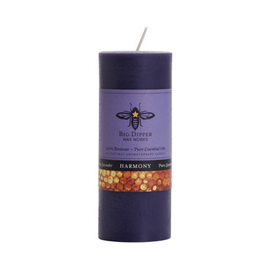 Beeswax Aromatherapy Pillar Candle, Small (2" x 4.75"), Harmony (Pure Lavender) - Seconds - Big Dipper Wax Works - XAP24HAR