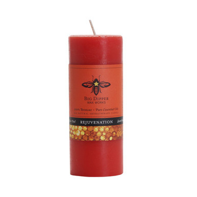 Beeswax Aromatherapy Pillar Candle, Small (2" x 4.75"), Rejuvenation (Sweet Orange & Clove Bud) - Seconds - Big Dipper Wax Works - XAP24REJ