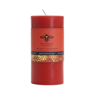 Beeswax Aromatherapy Pillar Candle, Large (3" x 6"), Rejuvenation (Sweet Orange & Clove Bud) - Seconds - Big Dipper Wax Works - XAP36REJ