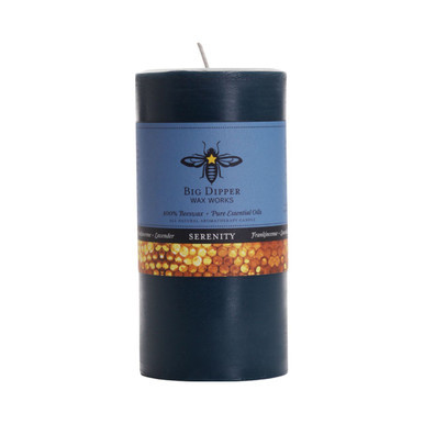 Beeswax Aromatherapy Pillar Candle, Large (3" x 6"), Serenity (Frankincense & Lavender) - Seconds - Big Dipper Wax Works - XAP36SRY