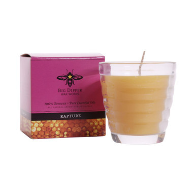 Beeswax Aromatherapy Beehive Glass Candle, Rapture (Patchouli & Cassia) - Seconds - Big Dipper Wax Works - XAG1RPT