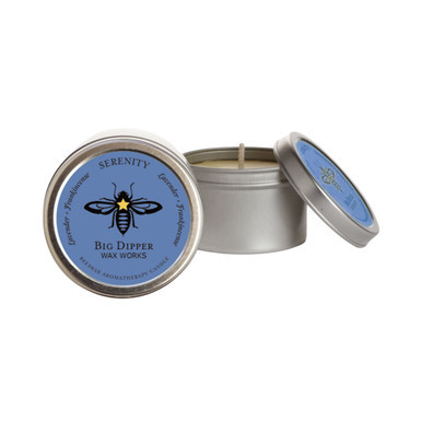 Beeswax Aromatherapy Candle Tin, Single, Serenity (Frankincense & Lavender) - Seconds - Big Dipper Wax Works - XAT1SRY