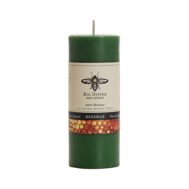 Pure Beeswax Pillar Candle, Small (2" x 4.75"), Moss - Seconds - Big Dipper Wax Works - XP24M