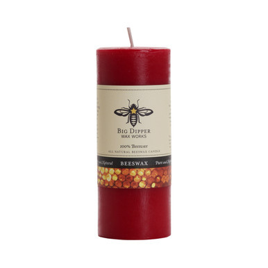 Pure Beeswax Pillar Candle, Small (2" x 4.75"), Red - Seconds - Big Dipper Wax Works - XP24R